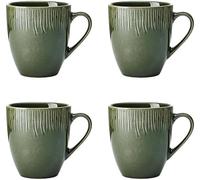 Mikasa Jardin Juego de 4 Tazas, Verde, Juego de 4 Tazas, 420ml Tazas de Gres para Té y Café - Caja de Regalo y Apto para Lavavajillas