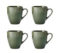 Mikasa Jardin Juego de 4 Tazas, Verde, Juego de 4 Tazas, 420ml Tazas de Gres para Té y Café - Caja de Regalo y Apto para Lavavajillas