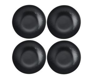 Mikasa Jardin Midnight Juego de 4 Tazones de Gres para Pasta, 20cm, Negro | Apto para Lavavajillas