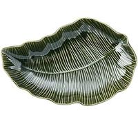 Mikasa jardin plato de gres para servir con frma de hoja, vajilla verd