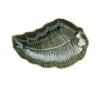 Mikasa Jardin Plato de Gres para Servir con frma de Hoja, Vajilla Verde Única, 31.5cm - Apto para Lavavajillas