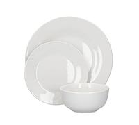 Mikasa Juego de Vajilla Alexis, Platos y Tazones de Estilo Minimalista de Porcelana Blanca, 12 piezas (MKALEXIS12PC)