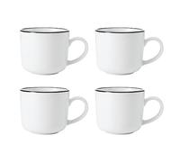 Mikasa Limestone Juego de Tazas de Porcelana, 4x Tazas de Porcelana con Borde Negro para Té y Café, 360ml| En Caja de Regalo y Aptas para Lavavajillas