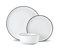 Mikasa Limestone Vajilla de Porcelana de 12 Piezas, Vajilla Blanca para 4 con platos de cena, platos de acompañamiento y cuencos, Caja de regalo y apto para lavavajillas