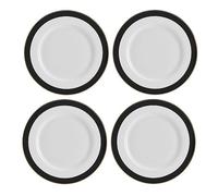 Mikasa Luxe Deco Platos Llanos de Porcelana, Juego de 4 Platos Grandes con Raya Art Deco, 27cm, Platos de Lujo para 4 - Envueltos para Regalo y Aptos para Lavavajillas