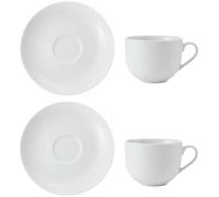 MIKASA MKCHTCUPPK2 Chalk-Juego de Tazas de té y platillos (Porcelana, 220 ml), Color Blanco
