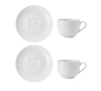 MIKASA MKCHTCUPPK2 Chalk-Juego de Tazas de té y platillos (Porcelana, 220 ml), Color Blanco