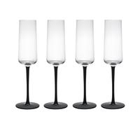 Mikasa Palermo Juego de 4 Copas de Champán Cristal, 250ml, Juego de Copas de Champán con Pie Negro, Cristal 100% Sin Plomo - Caja de Regalo y Apto para Lavavajillas