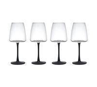 Mikasa Palermo Juego de 4 copas de cristal para vino blanco, 400ml, Juego de copas para vino blanco con tallo negro, Cristal 100% libre de plomo - Caja de regalo y apto para lavavajillas
