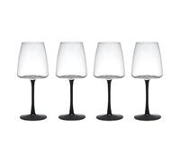 Mikasa Palermo Juego de 4 copas de cristal para vino blanco, 400ml, Juego de copas para vino blanco con tallo negro, Cristal 100% libre de plomo - Caja de regalo y apto para lavavajillas
