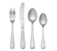 Mikasa Portobello - Juego de cubiertos de acero inoxidable de 16 piezas, juego de cubiertos plateados para 4, incluye 4 cuchillos, 4 tenedores, 4 cucharas de postre y 4 cucharaditas, apto para