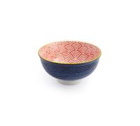 Mikasa red and blue arc stoneware nibble bowl, patterned dip bowl for