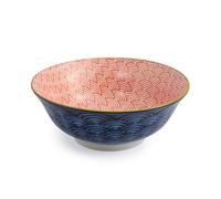 Mikasa red and blue arc stoneware ramen bowl, patterned 1l japanese no
