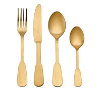 Mikasa Soho Gold Juego de Cubiertos de Acero Inoxdable de 16 Piezas, Juego para 4, Incluye 4x Cuchillos, Tenedores, Cucharas de Postre y Cucharillas de Té, Apto para Lavavajillas