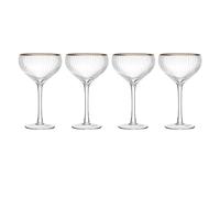 Mikasa Sorrento Copas de Cristal con Borde Dorado y Forma Ancha, 380ml, Juego de 4 Copas Finas Transparentes Sin Plomo, Diseño Elegante para Celebraciones