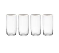 Mikasa Sorrento Vasos Altos de Cristal con Borde Dorado y Forma Ancha, 375 ml, Juego de 4 Vasos Finas Transparentes Sin Plomo, Diseño Elegante para Celebraciones
