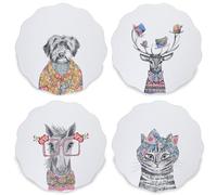 Mikasa Tipperleyhill 4 manteles Individuales con diseño Festoneado, Protectores de Mesa para Comedor, Resistentes al Calor hasta 120°C, Estampado Animal, 29 cm, en Caja de Regalo