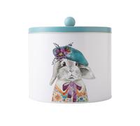 Mikasa Tipperleyhill Molde redondo para galletas, diseño de conejo, recipiente decorativo de lata para aperitivos, galletas, té, mentas, té, café y azúcar, acabado mate, 1 unidad, 18 x 15 cm