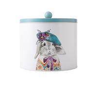 Mikasa Tipperleyhill Molde redondo para galletas, diseño de conejo, recipiente decorativo de lata para aperitivos, galletas, té, mentas, té, café y azúcar, acabado mate, 1 unidad, 18 x 15 cm