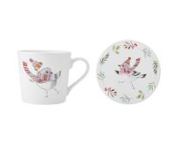 Mikasa Tipperlyhill Robin Juego de taza y posavasos de cerámica, 380 ml, caja de regalo
