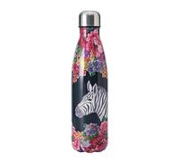 Mikasa Wild at Heart, Botella de agua, 500ml, Botella de acero inoxidable reutilizable con aislamiento y tapa de rosca para ir al trabajo, a la escuela o al gimnasio, estampado de cebra