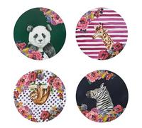 Mikasa Wild At Heart Salvamanteles Redondos de Corcho de 25cm, Juego de 4 Salvamanteles Resistentes Al Calor, Antideslizantes y Lavables con Estampados de Animales