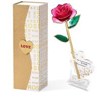 Mikasol Dorado 24K Rosas Que Se Conservan para Siempre, Flores Infinitas InmersióN Manual Un Regalo RomáNtico para Una Mujer En Su Esposa Y Novia CumpleañOs, San ValentíN, Navidad De La Madre (Rosa)