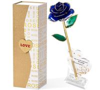 Mikasol Dorado 24K Rosas Que Se Conservan para Siempre, Flores Infinitas InmersióN Manual Un Regalo RomáNtico para Una Mujer En Su Esposa Y Novia CumpleañOs, San ValentíN, Navidad De La Madre (Azul)