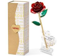Mikasol Dorado 24K Rosas Que Se Conservan para Siempre, Flores Infinitas InmersióN Manual Un Regalo RomáNtico para Una Mujer En Su Esposa Y Novia CumpleañOs, San ValentíN, Navidad De La Madre (Rojo)
