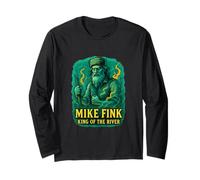 Mike Fink Rey del Río American Frontier Legend Design Manga Larga