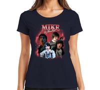 Mike Wheeler Stranger Fan Geschenk Hawkins 80er Retro 90er Bootleg Damen T-Shirt, azul marino, S