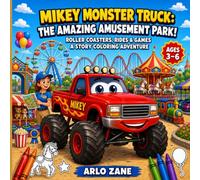 Mikey Monster Truck: The Amazing Amusement Park!: A Story Coloring Adventure with Roller Coasters, Ferris Wheel, Carousel, Bumper Cars, Carnival ... (Mikey Monster Truck Coloring Adventures)