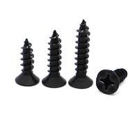 MIKFESPO M1 M1.2 M1.4 M1.7 M2 M2.3 M2.6 M3 M4 Cruz avellanada Cabeza Plana Tornillo autorroscante Tornillos de Madera de Acero al Carbono Negro(8mm,M1.2 100pcs)