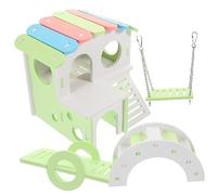 Mikikit 1 Juego Casa para Hámster con Escalera y Accesorios Coloridos Refugio de Hábitat para Hámster Conejillos de Indias y Columpio Verde Balancín Verde Arco Iris