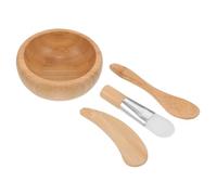 Mikikit 1 juego Cuencos para Faciales con Brocha y Herramientas Cosméticas DIY para Cuidado Cuenco de Madera Varilla Brocha Cucharita