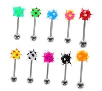 Mikikit 10 Anillos De Lengua En Silicona Barra y Bola Para Decoración Corporal En Eventos y Fotografía Callejera