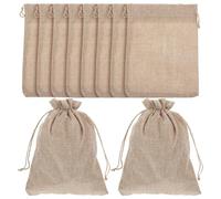 Mikikit 10 Piezas Bolsas de Arpillera Cordón 10x14 Pulgadas de Algodón y | Beige, Elegantes y Compactas, para Galletas Caseras, Caramelos, Aperitivos y Joyas