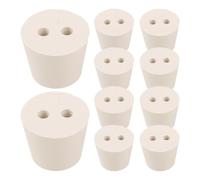 Mikikit 10 Tapones de Goma para Laboratorio con Doble Orificio, Diseño Cónico Reutilizable, Compatibles con Tubos de Ensayo y Matraces para Experimentos en Laboratorio