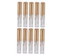 Mikikit 10 Tubos Vacíos para Brillo de Labios Dorados Tapa, Frascos Plásticos Recargables de 2,5 Ml, Pequeños Envases Portátiles para Bálsamo Labial y Maquillaje de Labios