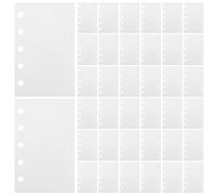Mikikit 100 Piezas Páginas de Carpeta para Guardar Pegatinas, Recambio de Libro de Papel Adhesivo M5 de 5 Anillas, Blanco, Papel de Liberación, Doble Cara, para Manualidades