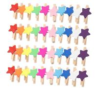 Mikikit 100 Piezas Unidades Mini Pinzas de Madera Creativas con Diseño Estrella Clips Decorativos para Fotos Cartas y Manualidades Resistentes y Versátiles para Hogar y Oficina