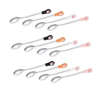 Mikikit 12 Piezas Cucharas para Comida de Mascotas con Tapa de Silicona Forma de Pata Cucharas Cortas para Alimentación de Gatos y Perros Aptas para Comida Húmeda y Seca Casa Aire