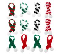 Mikikit 12piezas Mini Bufanda Adornada de Papa Noel Tejida para Decoraciones Navideñas Regalos de Fiesta Adornos para Botellas de Vino y Manualidades de Muñecas DIY