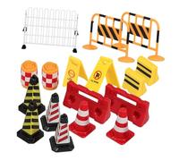 Mikikit 18 Piezas de Barricadas y Señales de Tráfico Miniatura para Juguete Educativo para Enseñanza y Decoración Temática de Tráfico para Aula y Fiesta Infantil