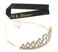 Mikikit 1juego Conjunto De Diadema y Faja De Cumpleaños Brillos y Faja Para Mujeres Accesorios De Fiesta De Cumpleaños Para Celebraciones y Temas Especiales