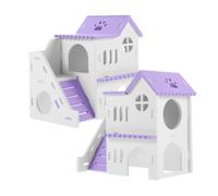 Mikikit 2 Juegos Casa para Hámster con Rampa Refugio Multifuncional de Pequeña Villa Colorida para Cobayas y Chinchillas Escondite Resistente para Jaula de Roedores Pequeños