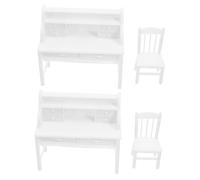 Mikikit 2 Juegos Writing Desk For Dollhouse with Openable Drawers Miniature Furniture For Role Playing Creativity Social Skills Development