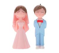 Mikikit 2 Pares Adornos para Tartas de Boda Figuras de Novios en Miniatura de Pvc, Decoración Elegante y Romántica, Fácil de Colocar para Bodas al Aire Libre y Photo Booth