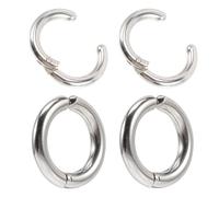Mikikit 2 Pares de Aros de Acero Inoxidable Pendientes sin Perforar, Ear Cuffs para Mujer y Hombre