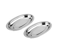Mikikit 2 piezas Bandejas Ovaladas Inoxidable para Servir Alimentos Juego de Platos para Pescado Aperitivos y Postres para Celebraciones y Reuniones